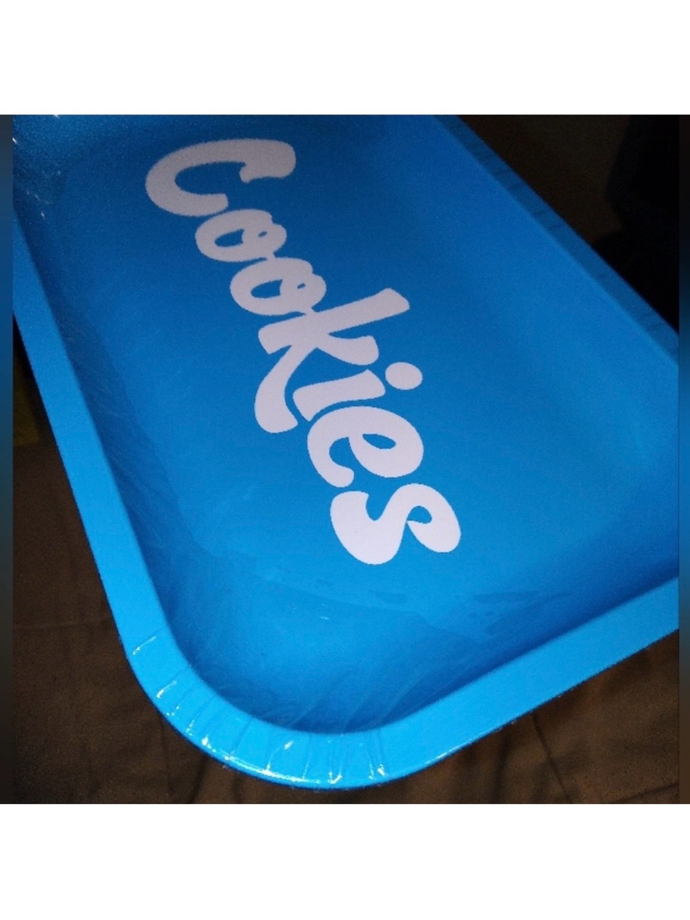 COOKIES BLUE MEDIUM METAL ROLLING TRAY White Lettering 420 Friendly BRAND NEW